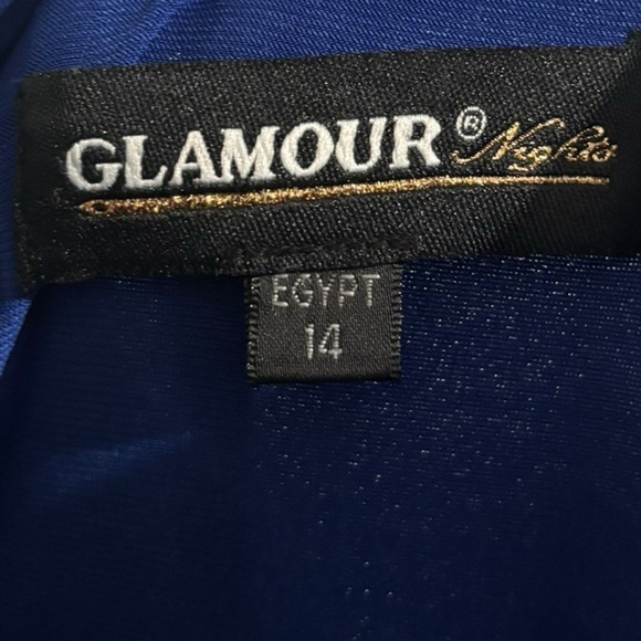 Royal Blue Sleeveless Dress with attached Pendant & Sheer Draping Cape-size 14 - Picture 10 of 10